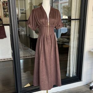 Anthropologie Elegant Brown sueded Midi Dress